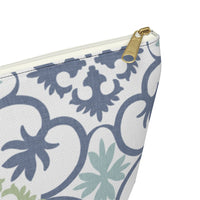 Portugal Tile Accessory Pouch w T-bottom in Blue